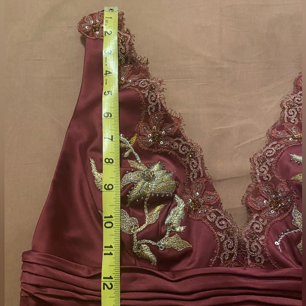 Mandalay/Julian Joyce Vintage Burgundy Wine Satin Cocktail Dress Sz 10 NEW RARE - Picture 14 of 16